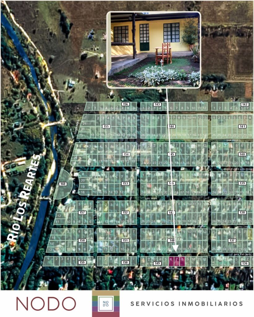 1225 11 Complejo de cabañas a 2 cuadras del Río Los Reartes / 1225